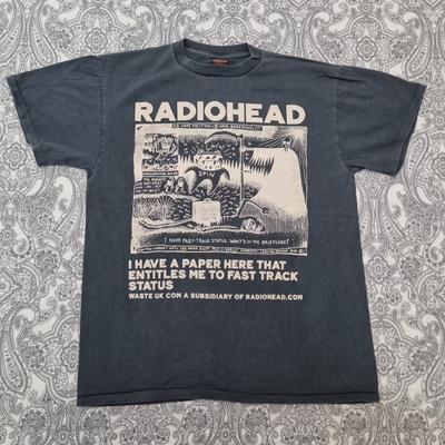 Radiohead Винтажная футболка с логотипом группы Мужские Женские Футболки Топ Большой Размер Быстрый Статус Отслеживания Графический Принт