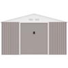 Metal Garden Shed 12.99 M² - 340 X 382 X 210 Cm - NEPTUNE - Anchoring Kit Included, 2 Sliding Doors - Taupe