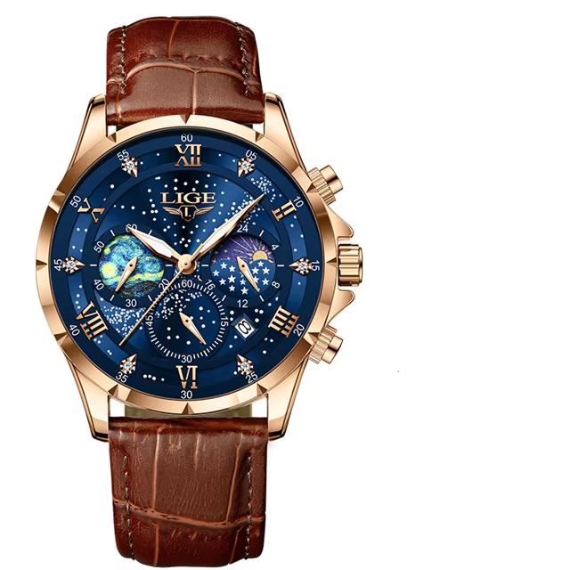 LIGE Watch Man Chronograph Luxury Mens Watch Waterproof Luminous Men Wristwatch Men Quartz Watches Casual Clock reloj+BOX