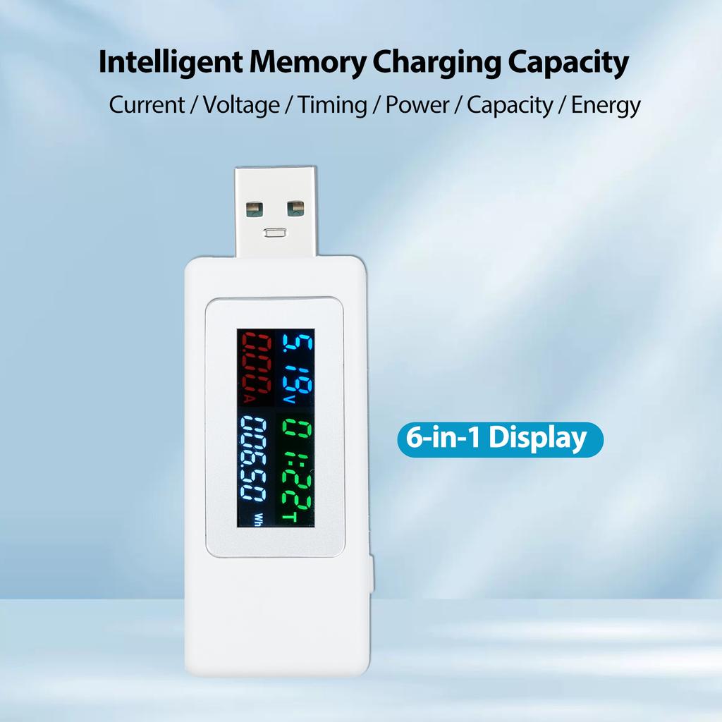 USB Power Meter Voltage Current Tester 4-30V 0-6.5A 0-195W Voltmeter Ammeter Multimeter Meter Tool for Charger Cable Battery