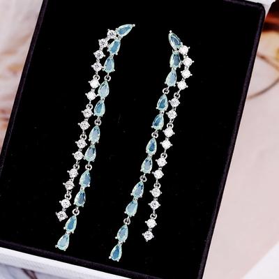Длинные серьги-кисточки, Модные серьги с кубическим цирконием, Серьги-капельки, Геометрические серьги