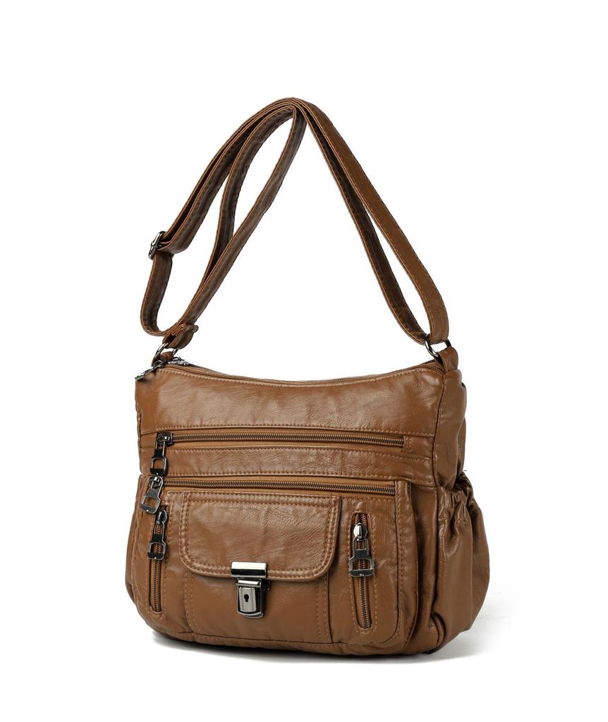 Genuine Leather Texture Bag Large-capacity Practical Single-shoulder Crossbody Bag Middle-aged Woman's Bag Mother's Bag