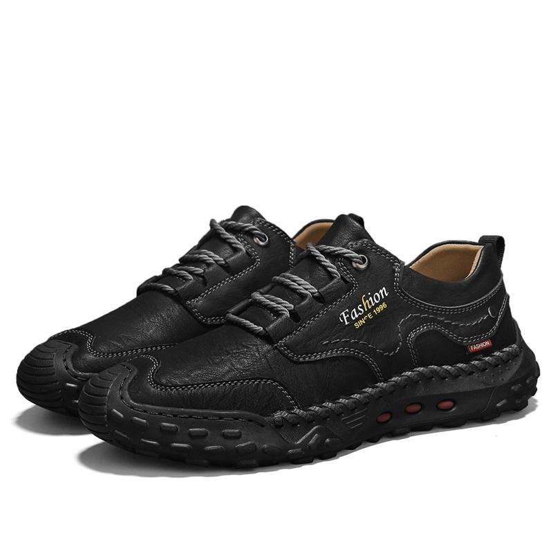 Модная мужская кожаная повседневная обувь, дышащая обувь ручной работы, мягкая рабочая обувь с низким верхом, кожаные ботильоны