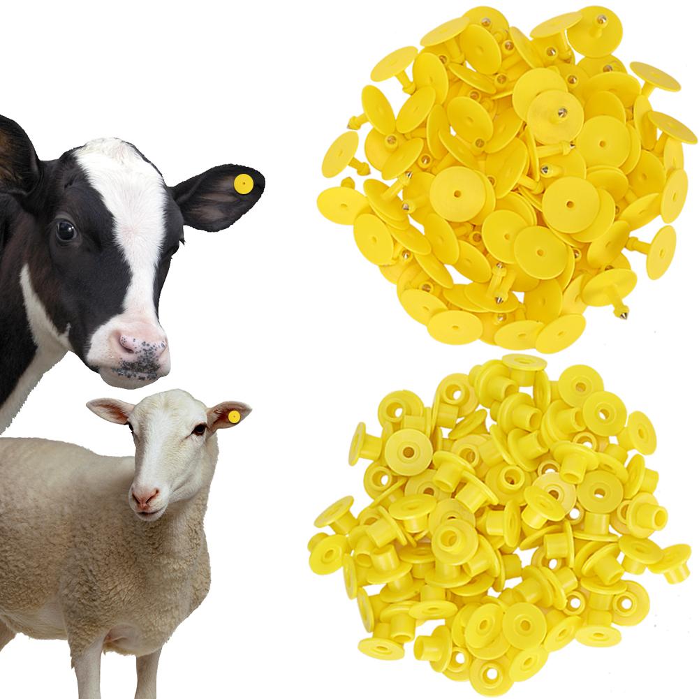 100pcs Animal Ear Tag Plastic Identification Card Anti Lost Marker for Farm Cattle Sheep PigsYellow