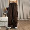Женские брюки-карго с высокой талией, большие карманы с несколькими карманами, быстросохнущие однотонные брюки с завязками на щиколотке, уличная одежда в стиле хип-хоп, женские брюки
