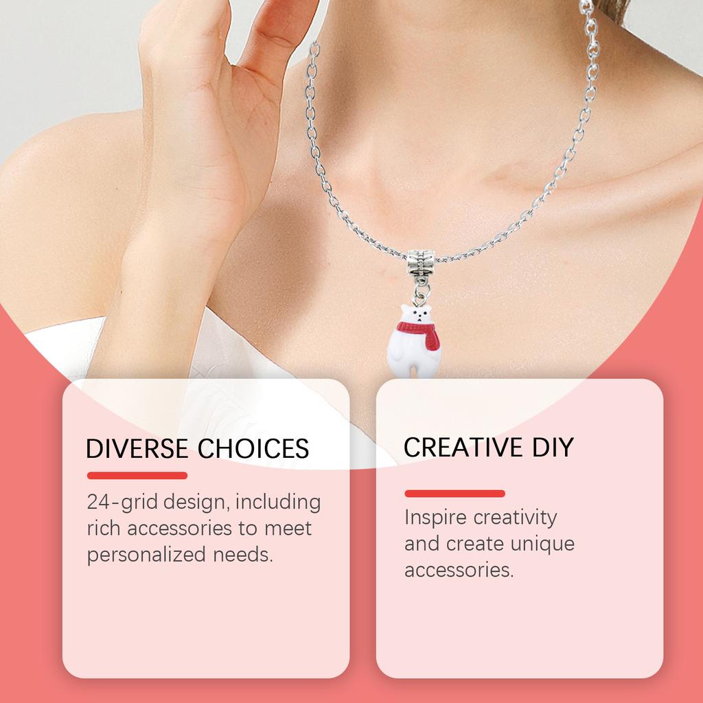 Dowmoo 24-Compartment Christmas DIY Bracelet Necklace Blind Box 24-Compartment Christmas Small Gift Jewelry DIY Christmas Set