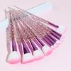 Yise 10-Piece Ribbed Makeup Brush Set: Crystal Spiral Handle Unicorn Blush Brushes