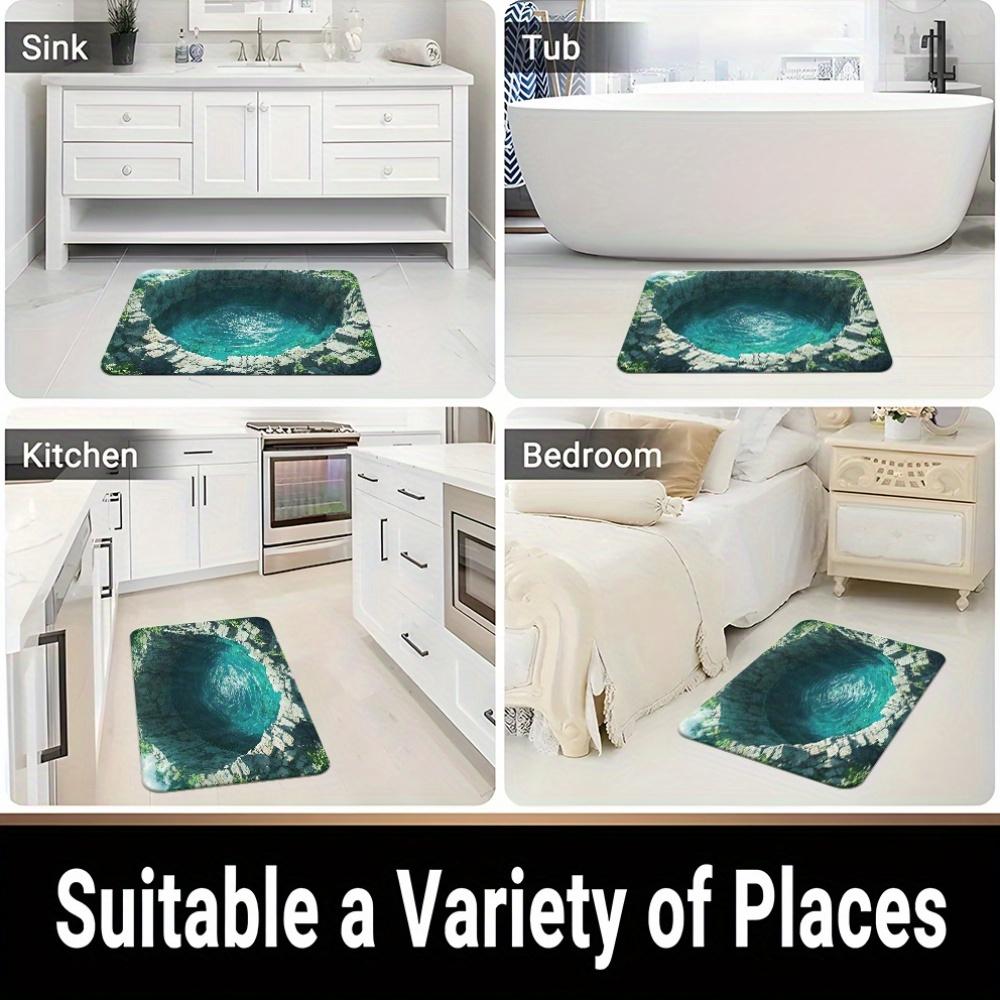Нескользящие Ярко-аквамариновые Бирюзовые Принты Камень Коврики для душа Ультратонкие Коврики для ванной Абсорбирующие Быстросохнущие 3D Визуальные Полиэстер