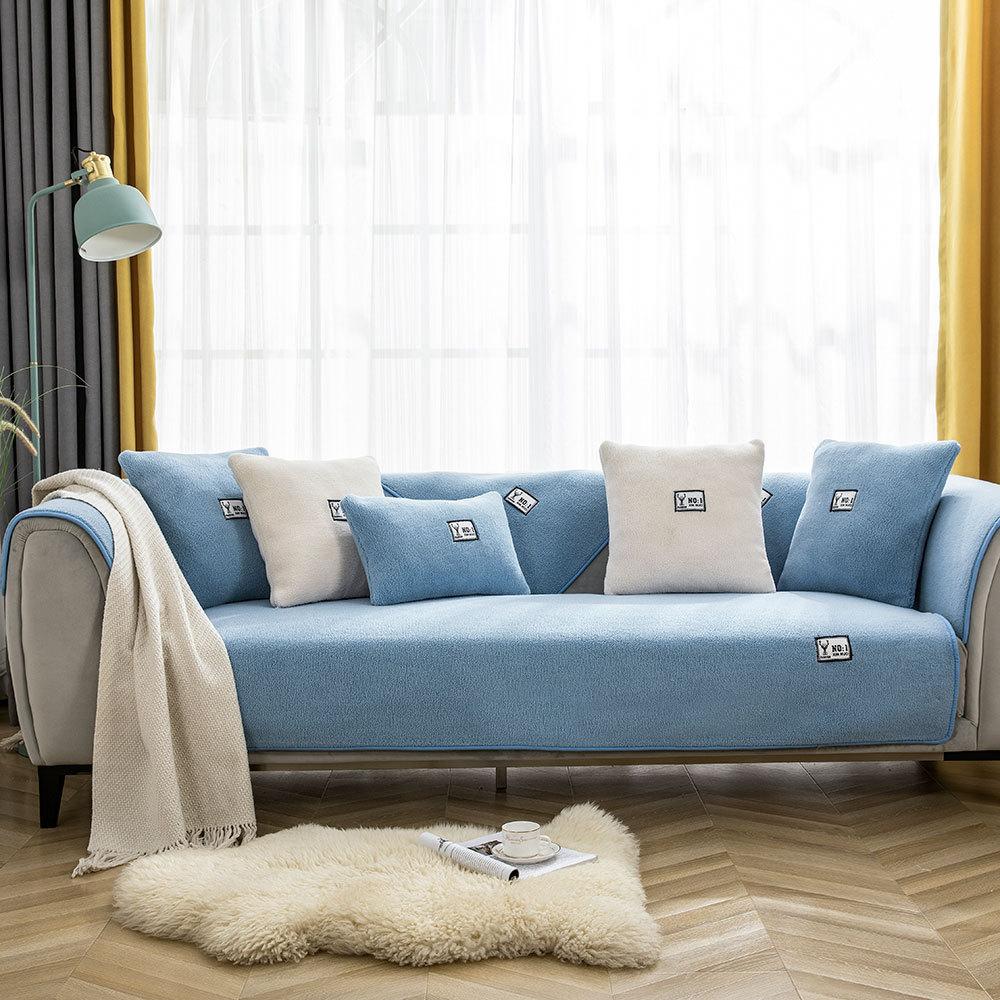 Простая подушка для дивана в скандинавском стиле, зимние подушки для сиденья дивана из овчины, утолщенная флисовая подушка, нескользящий кожаный чехол для дивана