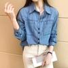 Ретро джинсовая рубашка - Женский повседневный топ с отложным воротником на весну 2024