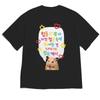 Cute and Lively Style Colorful Text Bubbles Heart Star Decoration White Short-Sleeved T-Shirt with Decorated Hamster Image