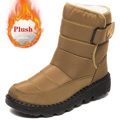 Зимние женские ботинки, непромокаемые женские зимние сапоги на платформе, сохраняющие тепло ботильоны на толстом меху, женская зимняя обувь на низком каблуке, размер 36-43