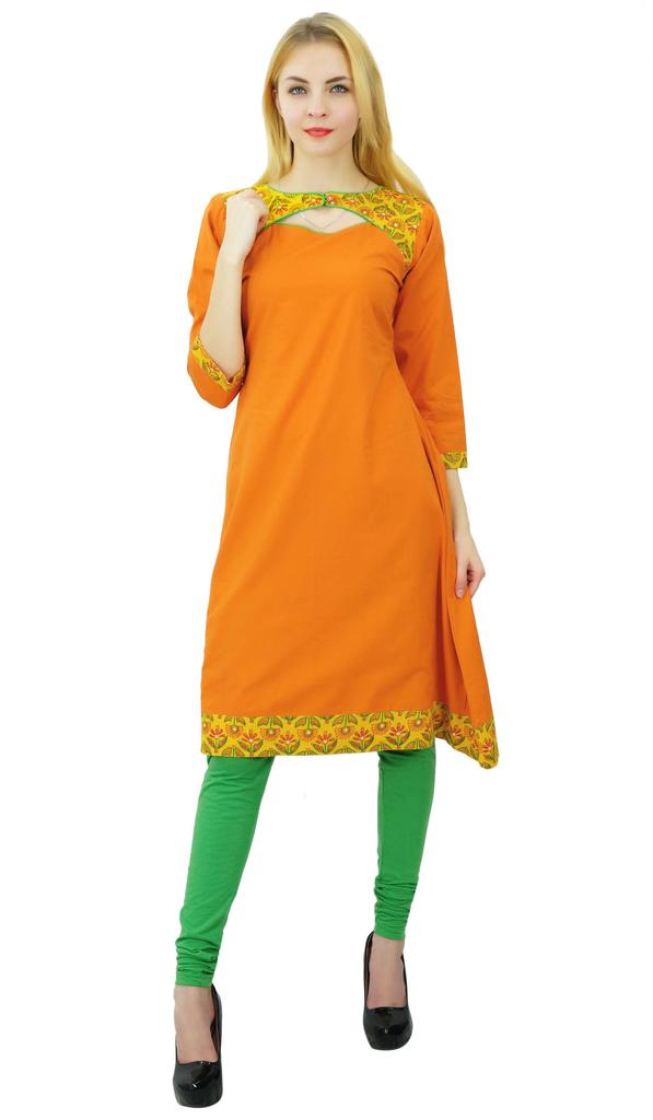 Phagun Women Cotton Kurti Ethnic Solid Print Designer Kurta Casual Dress