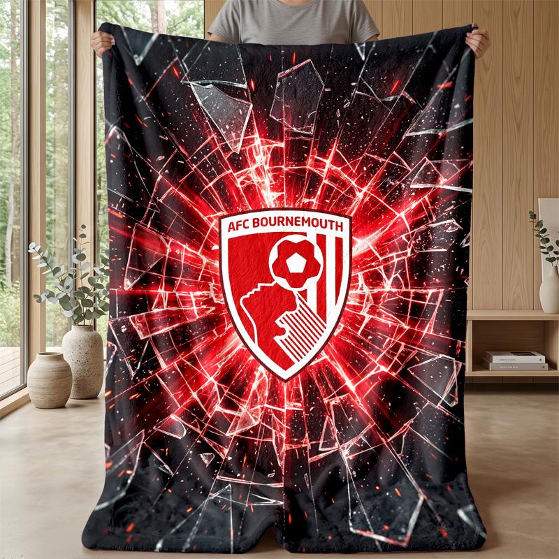Bournemouth Football Print Flannel Blanket, Soft Warm Lightweight Throw Blanket for Sofa Bed Camping
