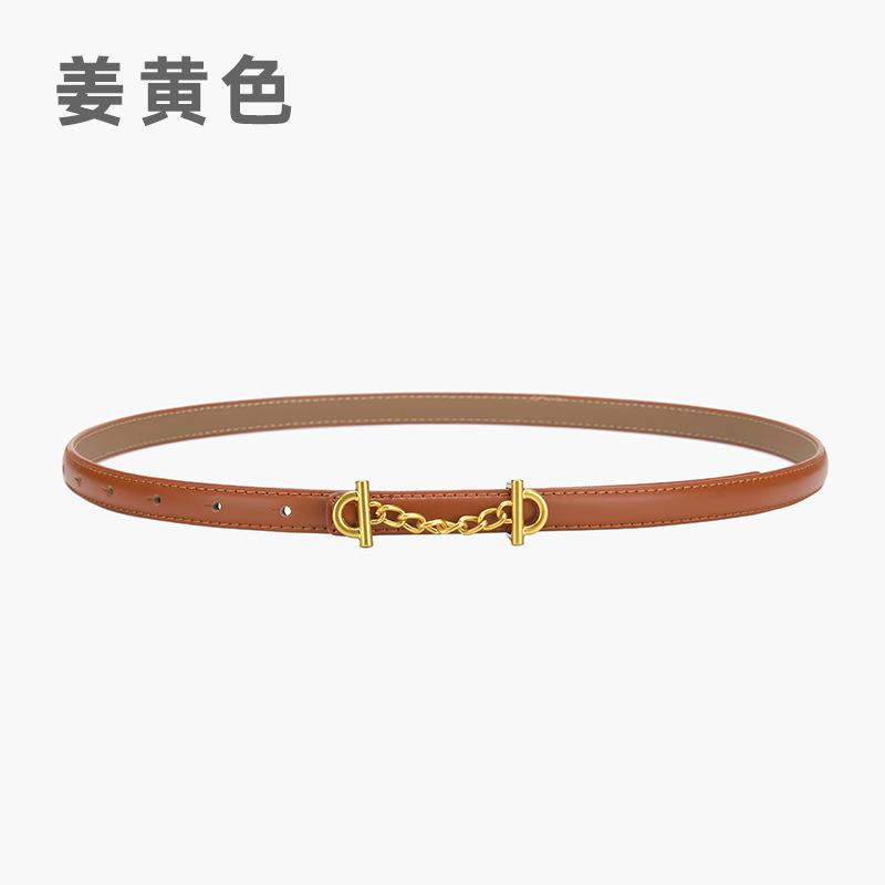 Retro Chain Smooth Buckle Belt For Women, Simple Style Jeans Belt For Women