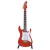 Delicate 18 Cm Mini Wooden Electric Guitar Model Ornaments Collection with Stand (Red)