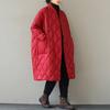 Women Puffer Jacket Coat Loose Mid-length Quilted Padded Parka Winter Warm Outerwear