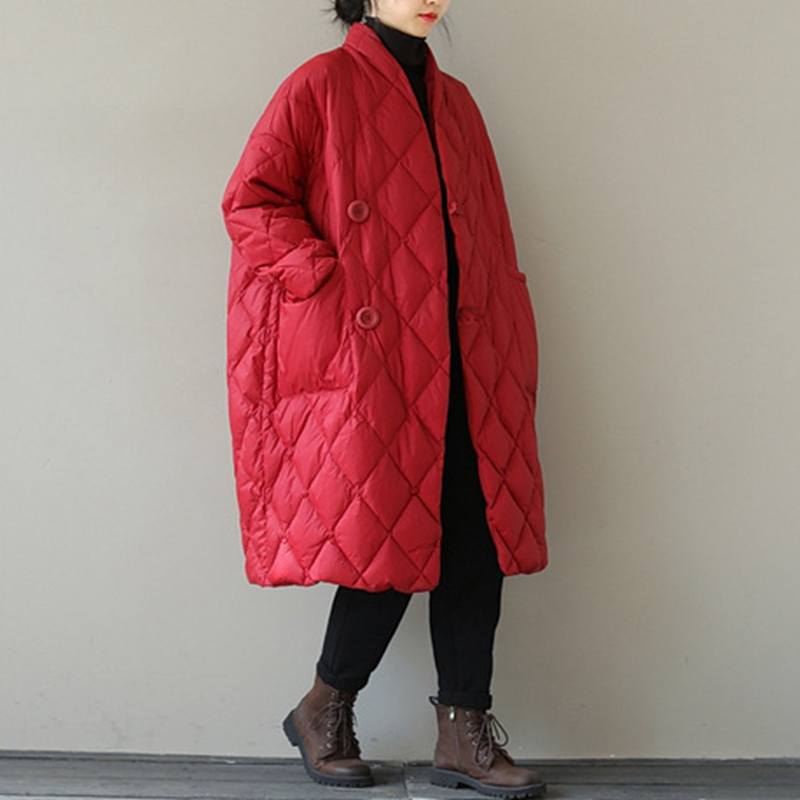 Women Puffer Jacket Coat Loose Mid-length Quilted Padded Parka Winter Warm Outerwear