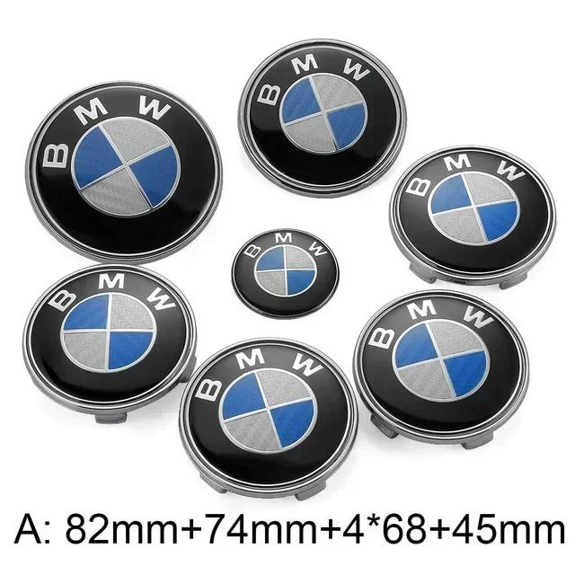 BAFS3 For BMW 2025 Hot 7pcs Car Front Emblem Rear Badge Wheel Hub Cap Sticker for E46 E90 E60 F10 F11 F20 F30 F34 F01 G20 G21 G31 G38