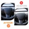 FIT FOR Tesla Model 3, Y, Glossy Carbon Fiber Steering Wheel Trim 2018  2024