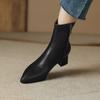 Krazing Pot Базовый дизайн из микрофибры, зимние женские ботильоны на толстом среднем каблуке с острым носком, эластичные ботинки