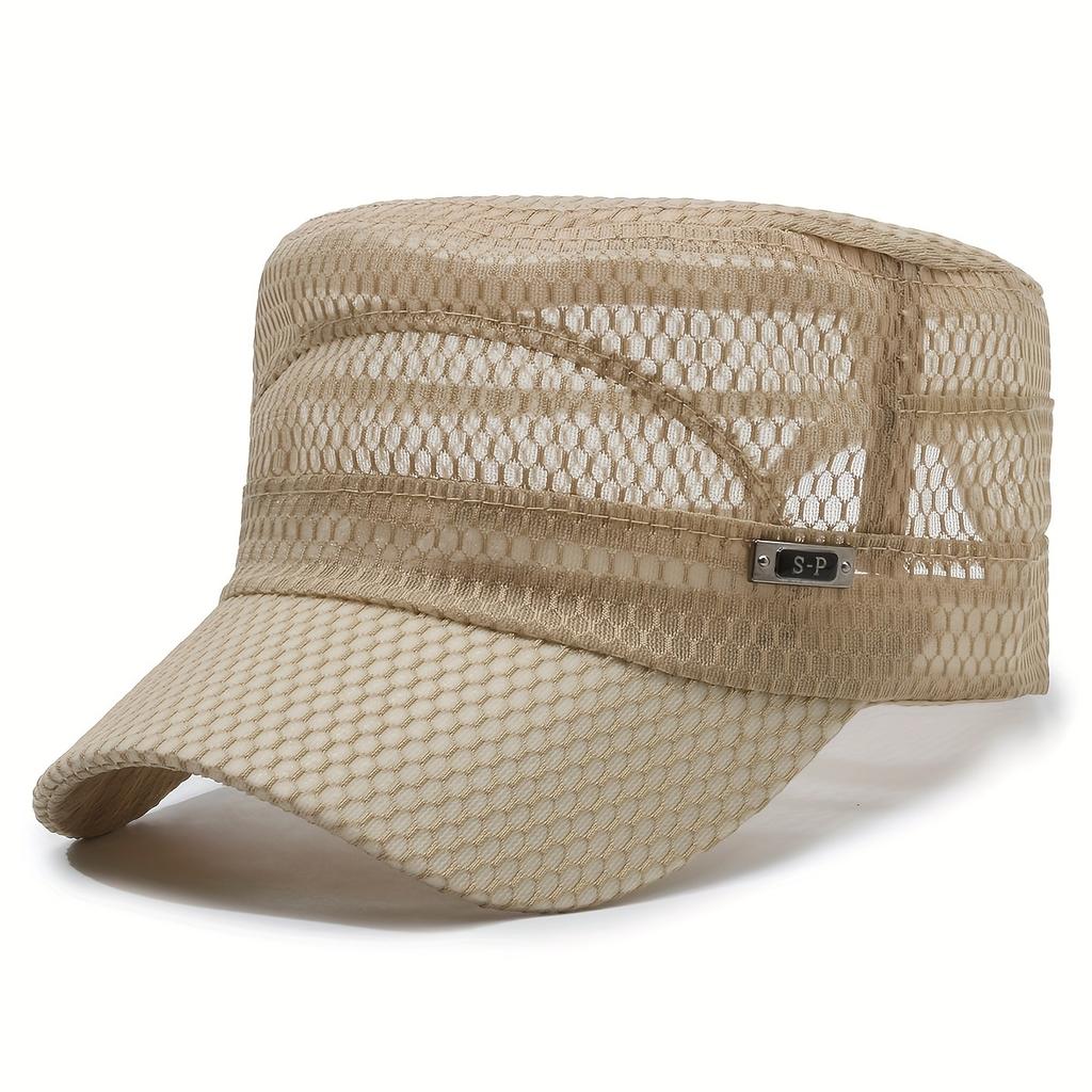 Men Spring Summer Breathable Mesh Baseball Cap Fashion Flat Top Casual Sun Hat Wide Brim Outdoor