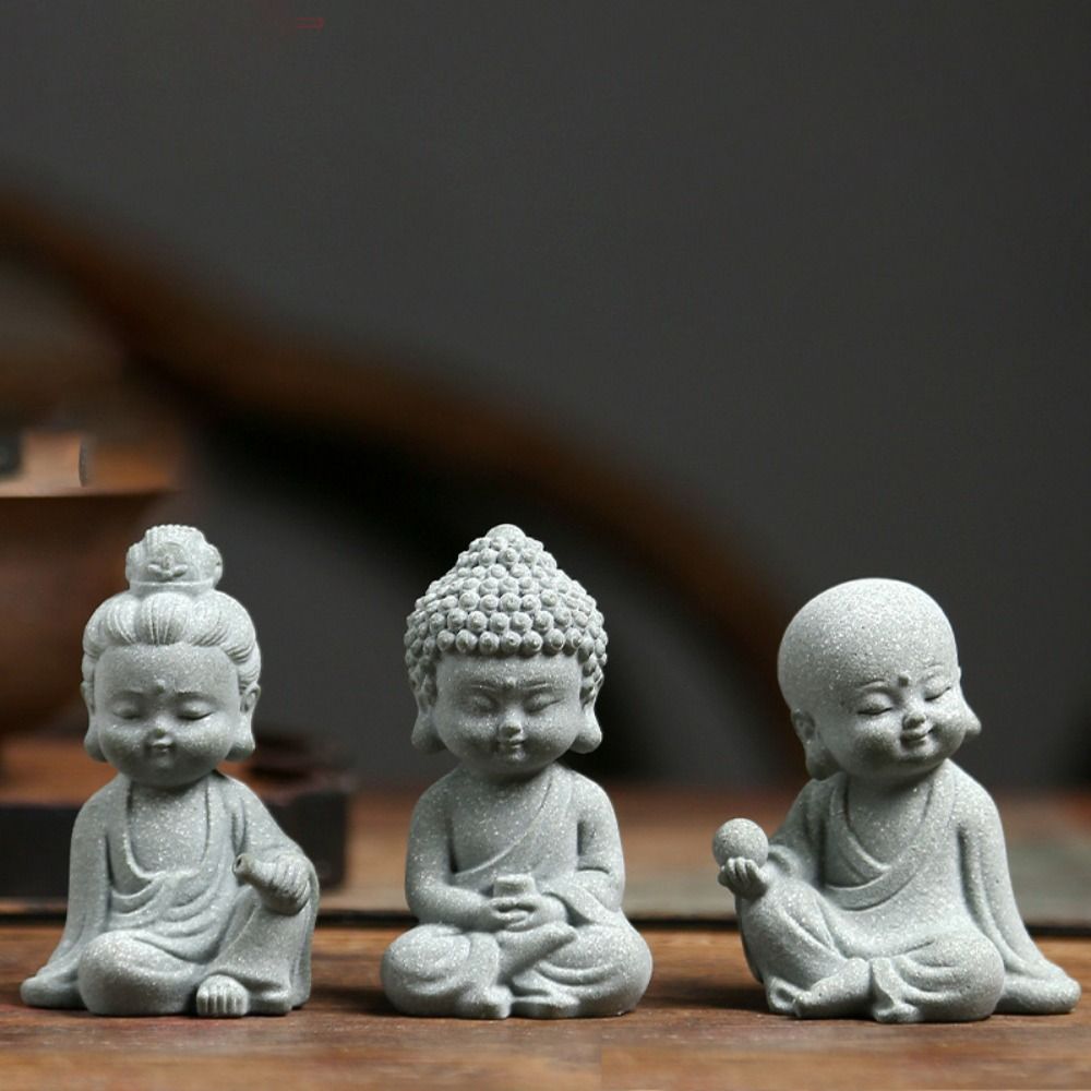 Mini Aquarium Buddha Statues Cute Little Monk Figurine Home Decoration Buddha Tea Pet  Bedroom