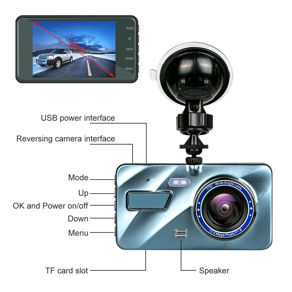 Car DVR 2 Cameras  4.0 Inches Dash Cam Car Video Recorder Auto Registrator Dvrs Dash Cam with Dual Ways Cameras car accessories