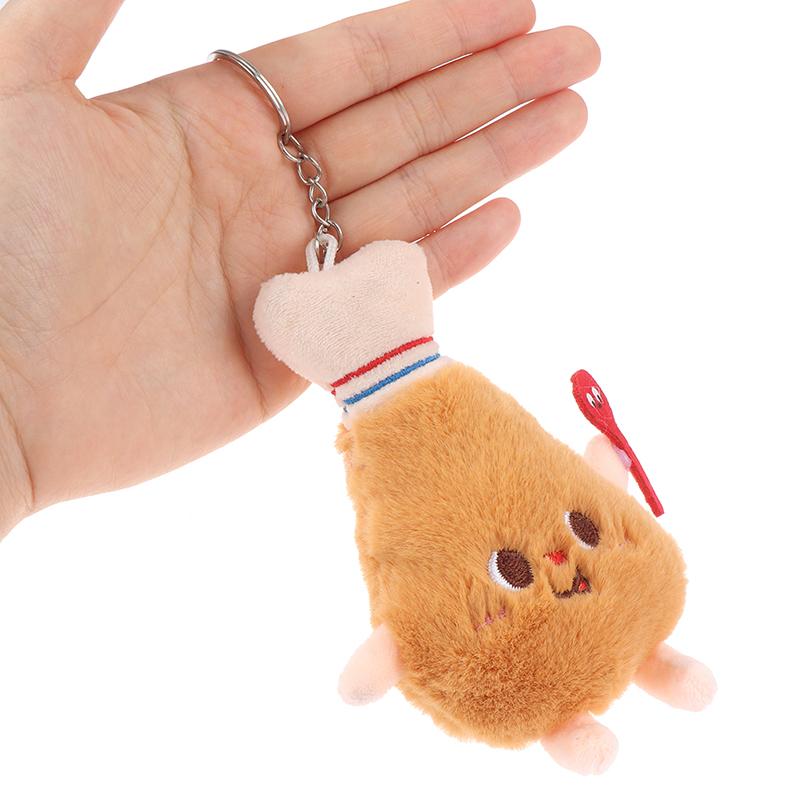 1Pc Food Plush Keychain Hamburger Dog French Fries Stuffed Doll Pendant Toy
