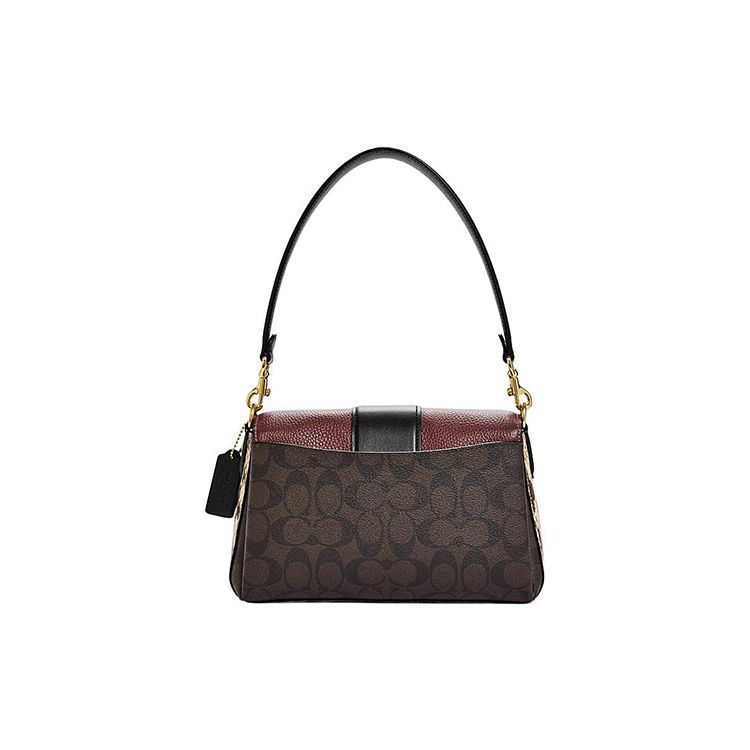 Coach Grace 26 Классическая Сумка-тоут Crossbody Наплечная Сумка с Застежкой-Пряжкой Монограмма Искусственная Кожа и Натуральная Овчина Большие Женские сумки Коричневый Красный CC066-IMOSN