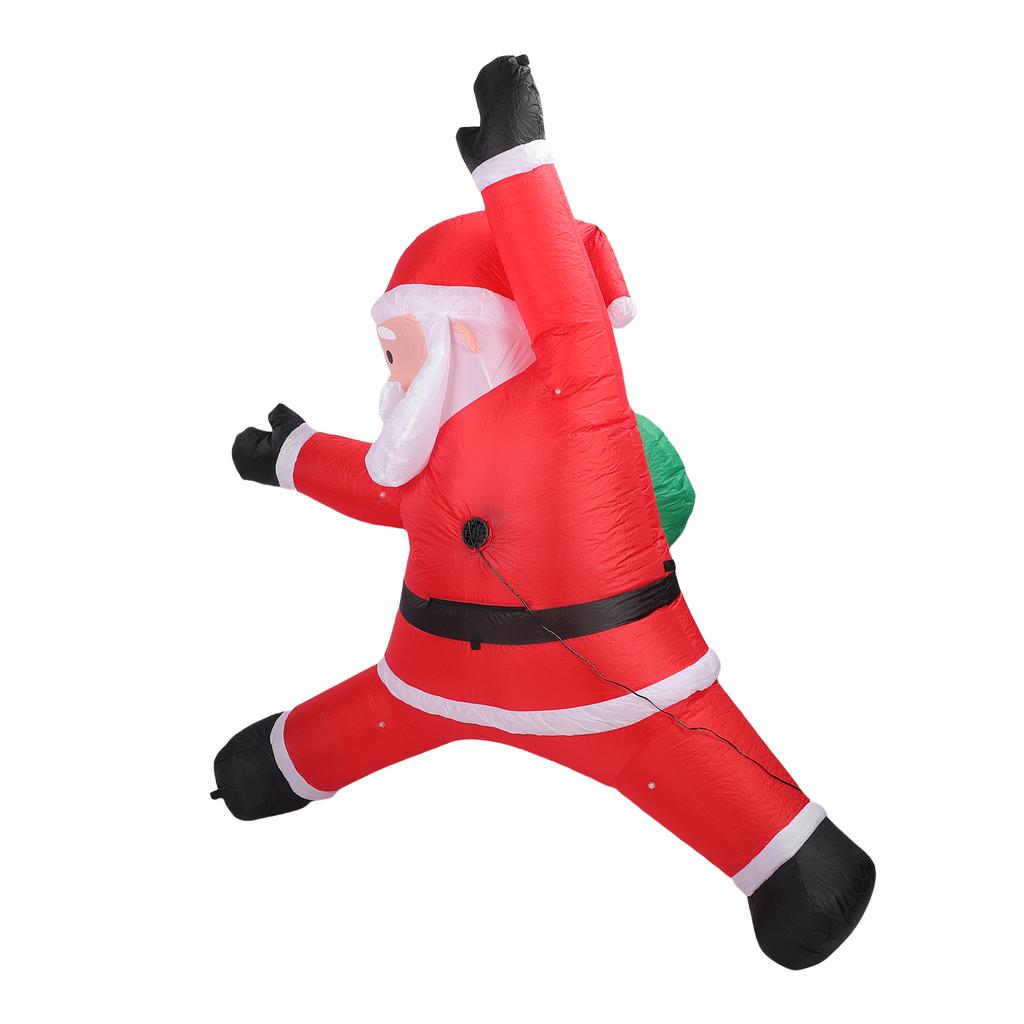 Надувной Рождественский Лазающий Санта 8,2 фута Надувной Санта Украшение для Двора с Мешком для Подарков Встроенная Светодиодная Подсветка для Стены Сада