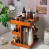 1pc Solid Wood Retro Desktop Multi-Layer Cosmetics Rotating Storage box,Perfume&skincare Products Home&dormitory&bathroom Display Rack.