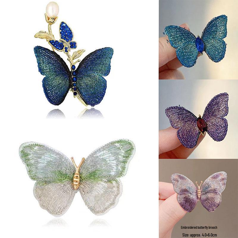 Luxury Embroidered Butterfly Lapel Brooch: High-End Women's Corsage Pin
