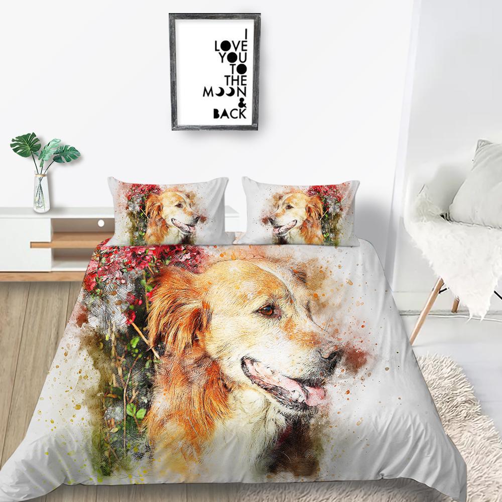 Новая мода в стиле животных, пододеяльник, 3D-принт с собаками, постельное белье, полиэстер, домашние комплекты кроватей для мальчиков и девочек, комплект постельного белья одного размера