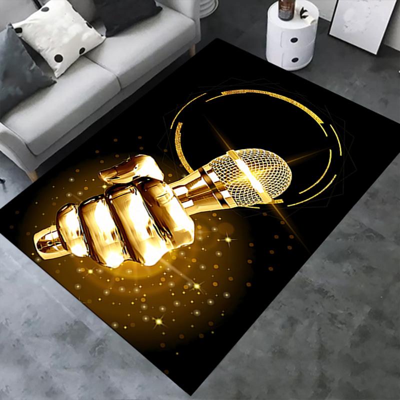 Golden Microphone Chair Mat Office Carpet, Oversized Rug for Home Decor, Sofa Mat, Desk Pad Gift, Suitable for Bedroom, Living Room, Various Rooms