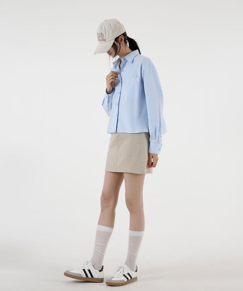 UMM Women'S Oxford Crop Long Sleeve Shirt 5 Colors