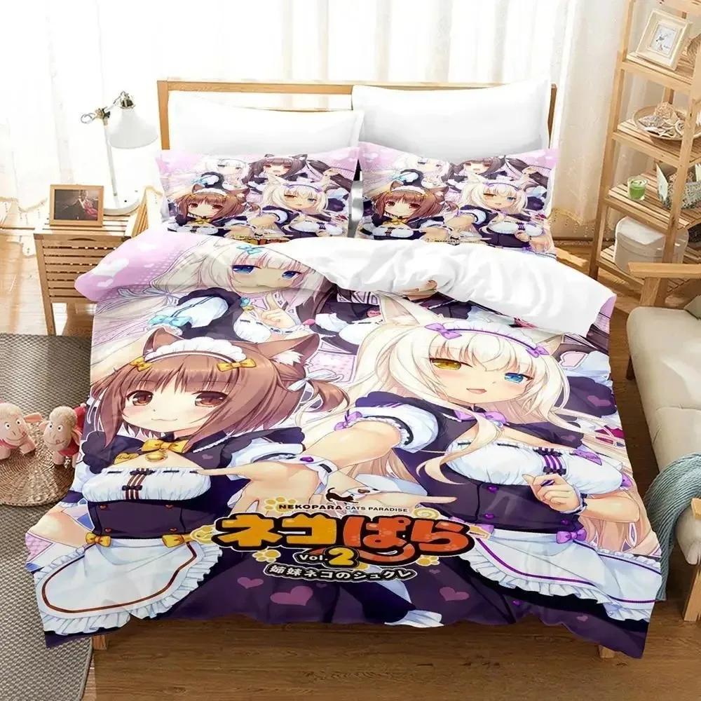3D Печать Аниме Кавайные Девочки Nekopara Комплект Постельного Белья Односпальный Полуторный Полный Евро Кинг Размер Комплект Постельного Белья Взрослый Детская Спальня Комплекты Пододеяльников