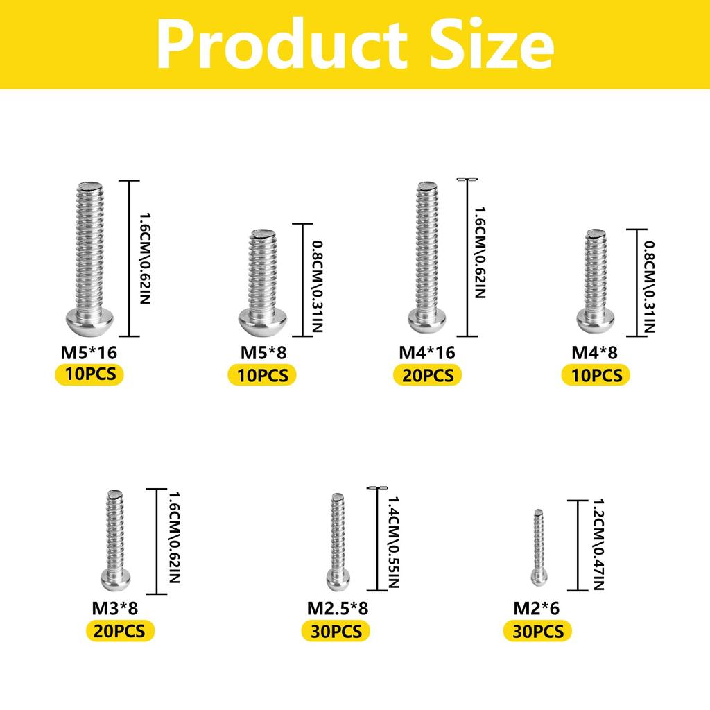 Набор болтов и гаек 520 шт., Ассортимент гаек и болтов M2 M2.5 M3 M4 M5