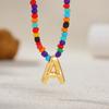 Colorful Beads Letter Choker Necklace for Women 18K Gold Plated 26 Alphabet Initial Pendant Necklace Boho Jewelry Accessories