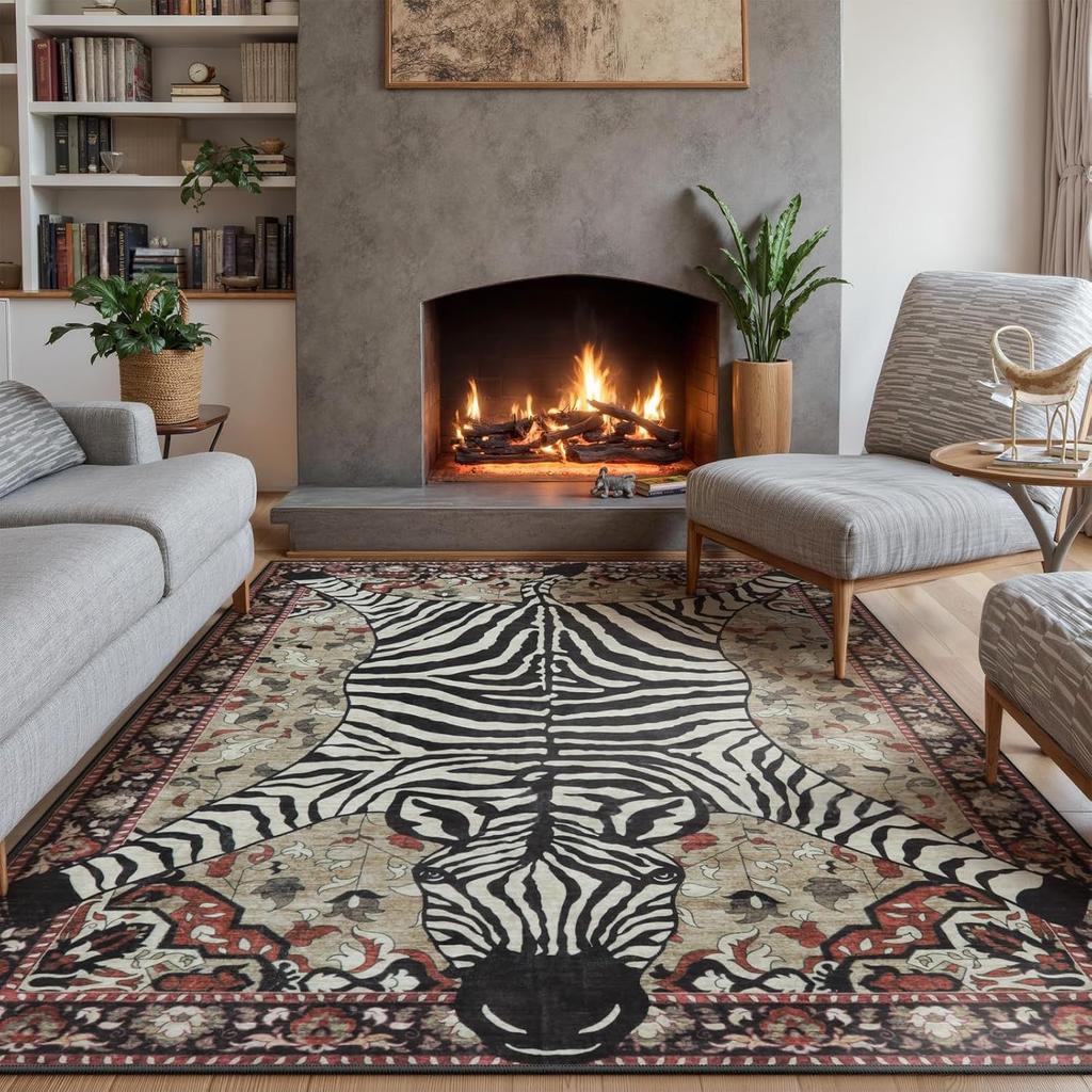 Bohemian Tibetan Tiger Floral Carpet Bedside Floor Mat Anti-slip Vintage Animal Rug Moroccan Carpets for Living Room Decorative
