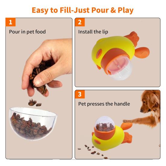2-in-1 Interactive Dog Treat Dispensing Toy Duck/Cat Shaped Food Puzzle Slow Feeder Toy for Small Medium Dogs Promotes IQ Training