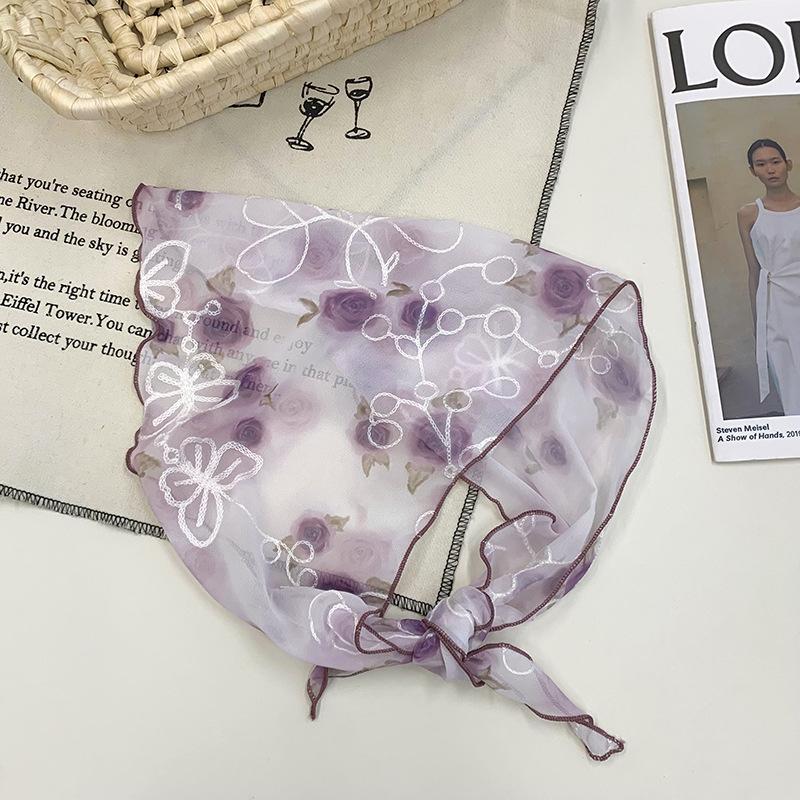 Headscarf Xia Women's Pastoral New Versatile Silk Scarf High-end Sense Multi-use Antique Headband Hair Accessories Headgear Triangle Scarf Waist Tie