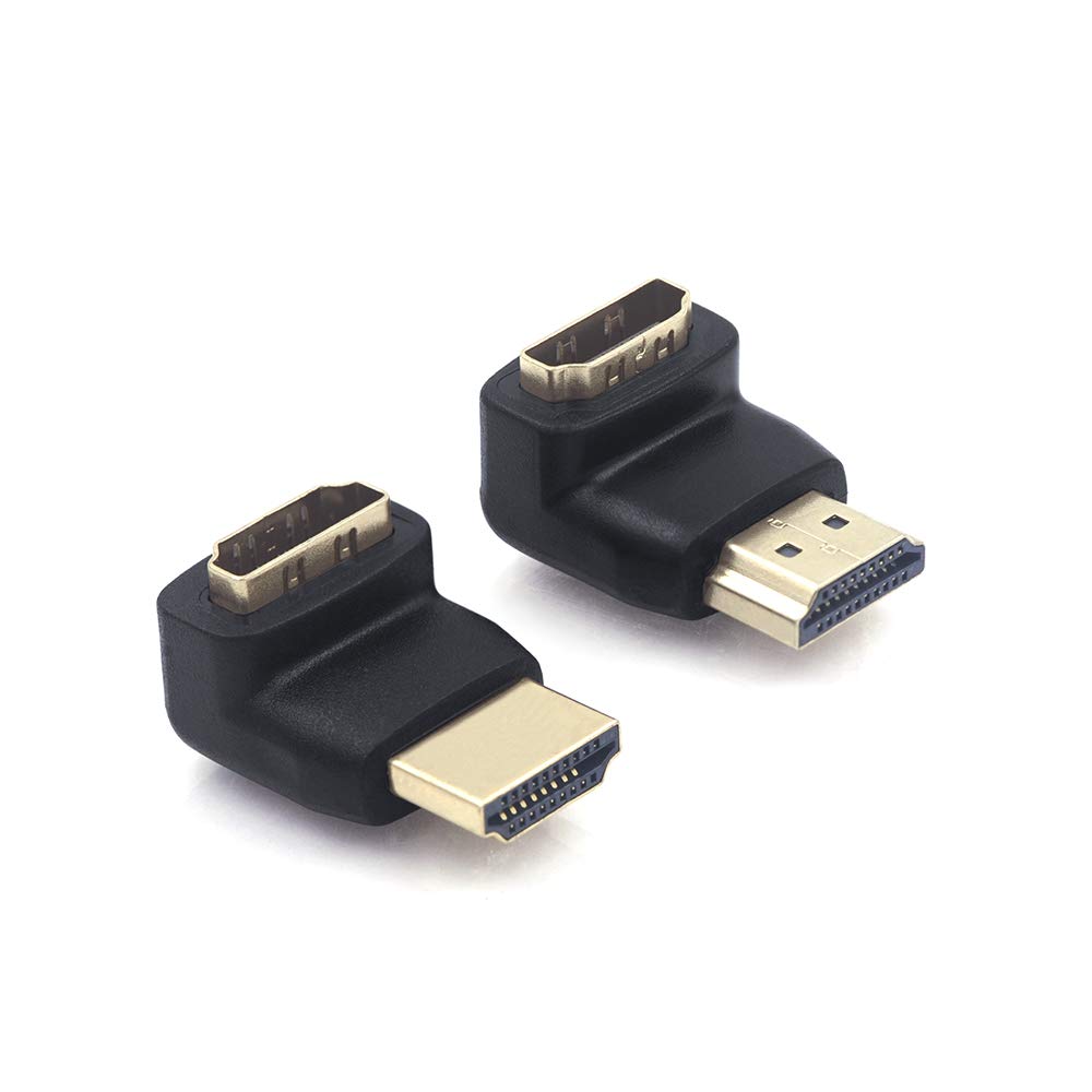 VCE HDMI Connector 90 Degrees 270 Degrees Set Conversion Adapter HDMI Extension 4K Male To Female HDMI Cable Direction Change TV Stick Compatible Gold