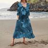 Летнее платье для женщин, повседневное удобное модное платье с карманом и рукавами 3/4 с принтом