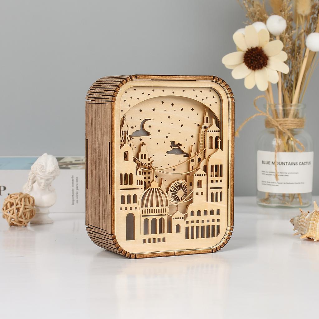 3D светодиодный ночник, современная деревянная настольная лампа, 3D полая резьба по дереву, ночник для спальни для детей, настольная декоративная лампа, подарок