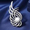 Angel Wings Feather Brooch Women'S Pearl Brooch Design Sense Niche Apparel Suit Pin