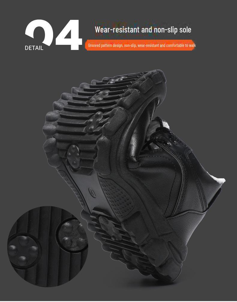 Men's Snow Boots: Autumn/Winter Cotton, Outdoor Sports, Velvet-Lined, Thick Casual Mid-Cut Leather Shoes