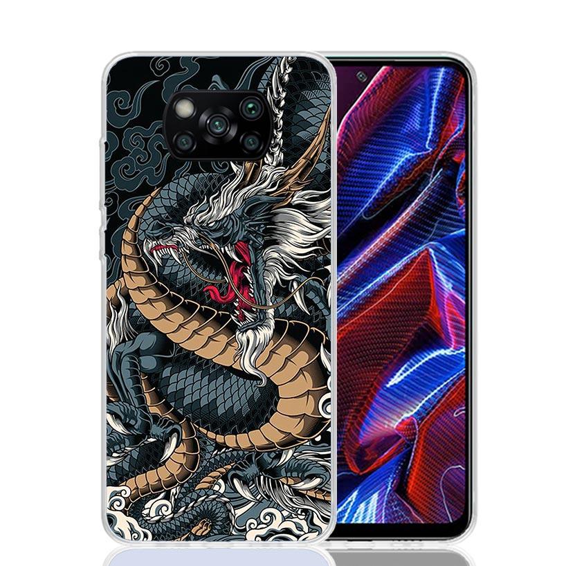 Asian Dragons Animal Tattoo Case Phone Cover for Xiaomi Redmi Note 10 9 9S 8 8T 7 5 Pro Mi 12T 11T 10T 9T 12 11 Lite A3 A2 Trend