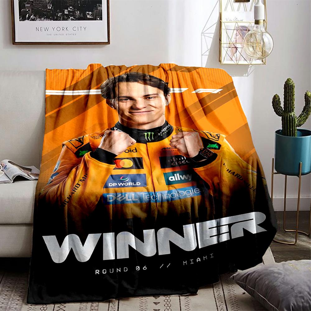 Orange Racing Suit Victory Portrait Flannel blanket for bedroom, living room, sofa, and nap
