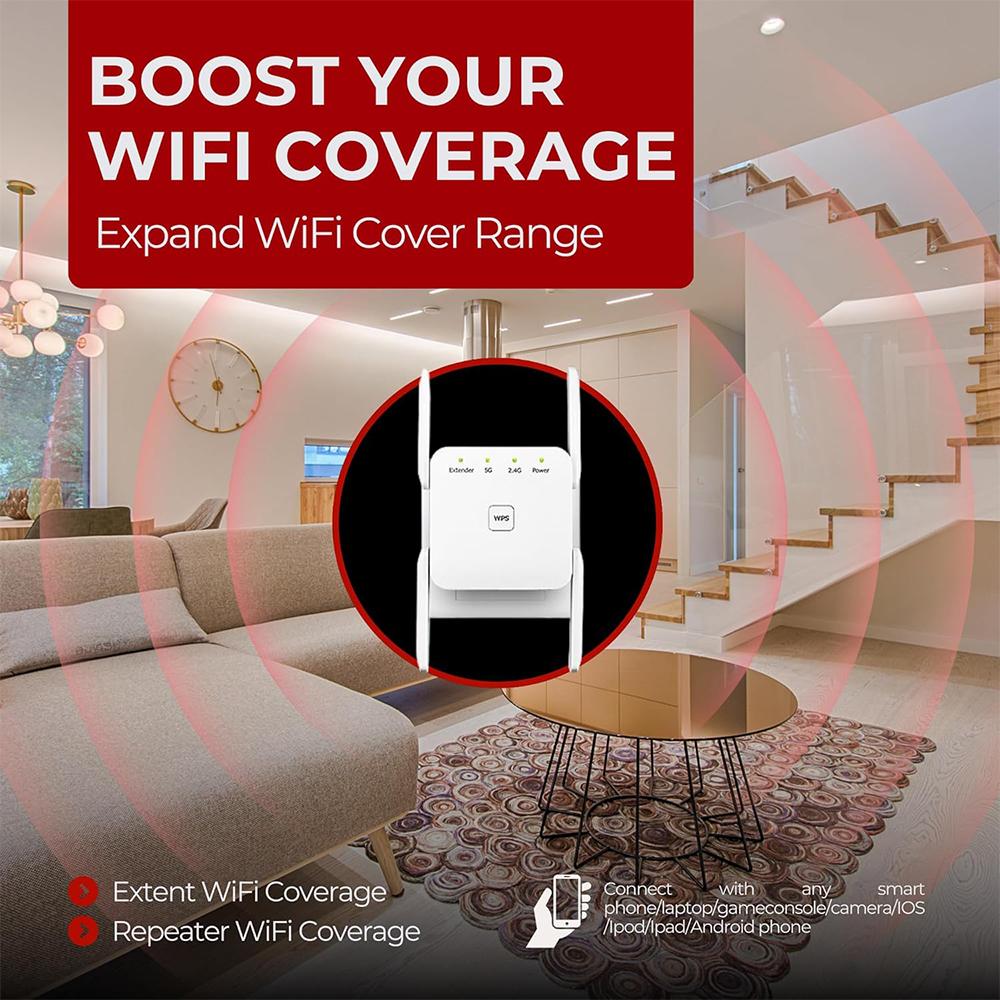 Новейший усилитель сигнала WiFi NDUP с портом Ethernet — поддерживает 60 устройств, скорость 300 Мбит/с, простая настройка, покрытие до 9860 кв. м. футов!